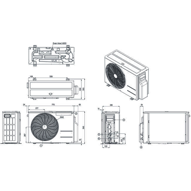 LG ARTCOOL AI AIR Mirror airco R32 3,5 kW Dual Inverter Set - Afmetingen